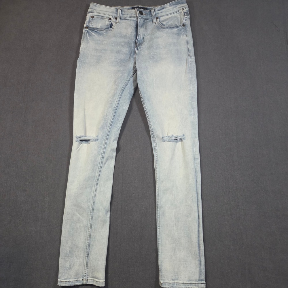RSQ Skinny Jeans Mens 30x32 Light Wash Distressed Ripped Denim 8149